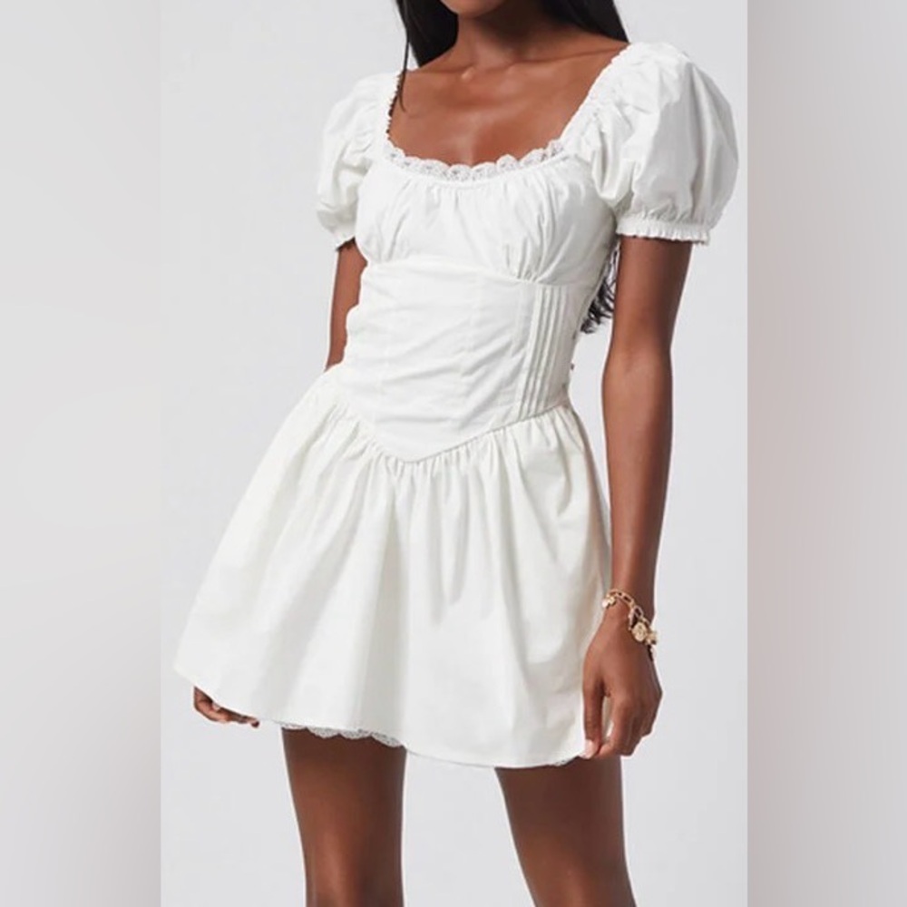 White Puff Sleeve Mini Dress